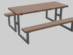 Table with benches 3D Model
