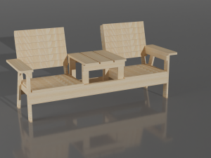 Table with chairs combined 3D मॉडल