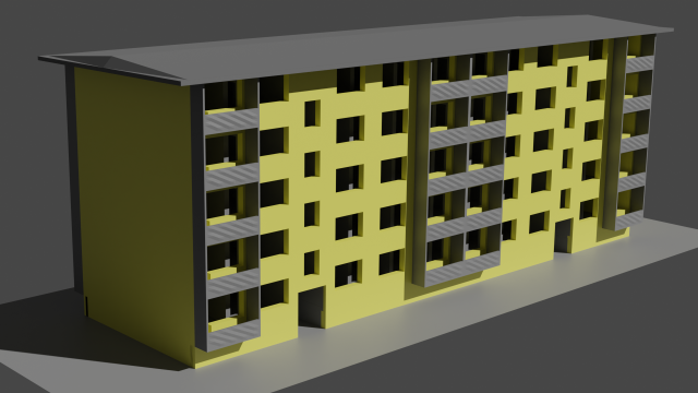 Panel house unfinished five floors two driveways 3D Модель .c4d .max .obj .3ds .fbx .stl .blend 