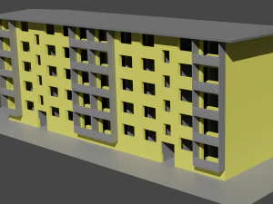 Panel house unfinished five floors two driveways 3D Model