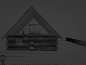 Three wooden houses during the day in the evening and at night 3D Model