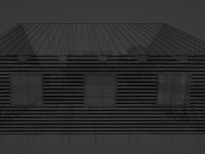 Three wooden houses during the day in the evening and at night 3D Model