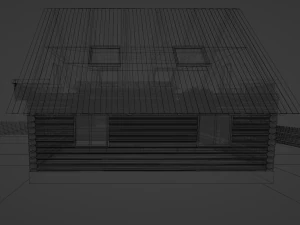 Three wooden houses during the day in the evening and at night 3D Model