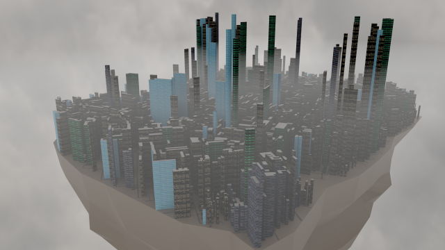 Floating city 3D 모델 .c4d .max .obj .3ds .fbx .stl .blend 