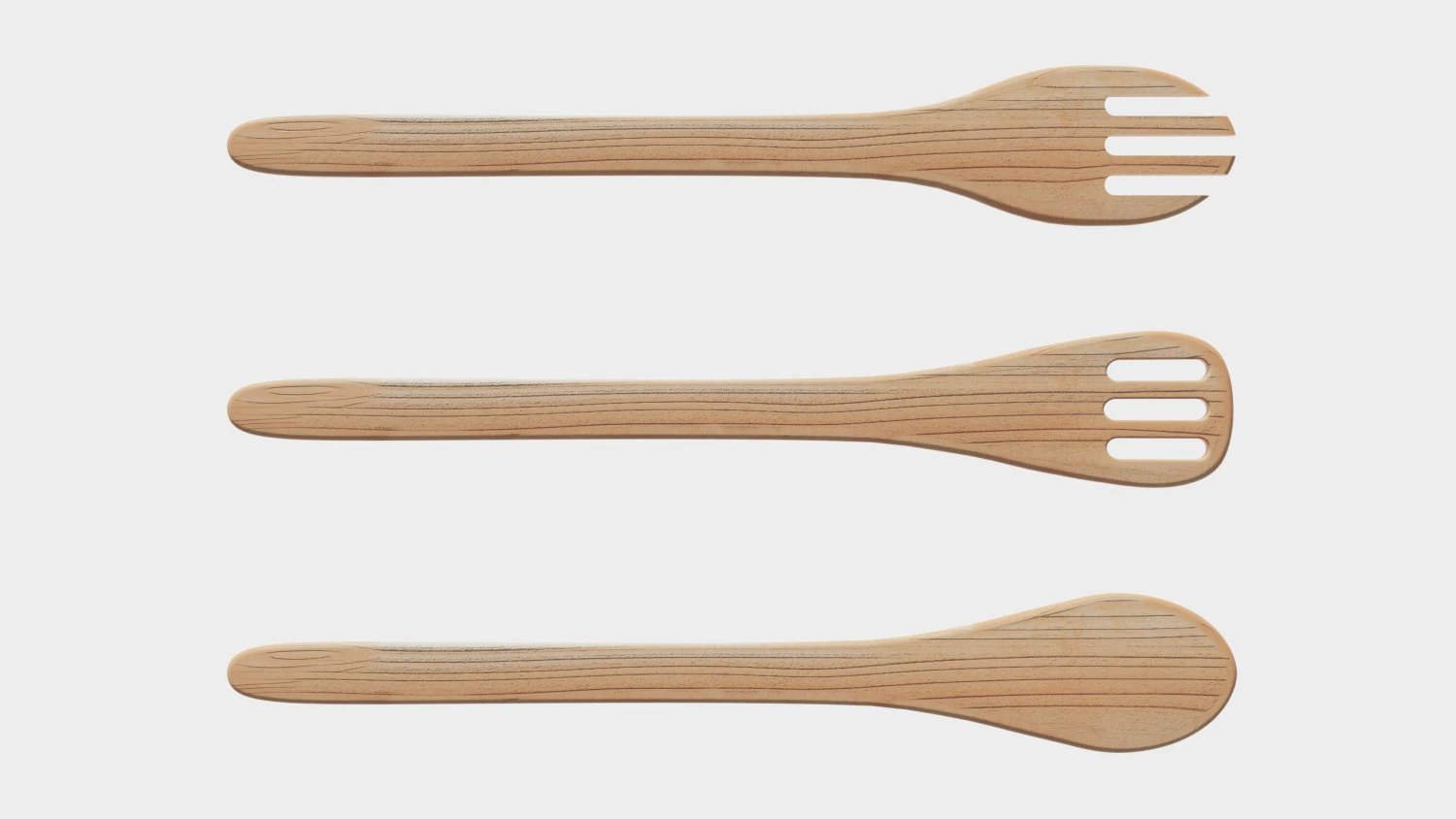 WOODEN CUTLERY PACK 3D Model .c4d .max .obj .3ds .fbx .stl .blend 