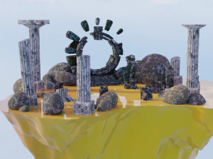 LowPoly modular ruins at the portal 3D Model