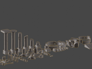 LowPoly modular ruins at the portal 3D Модель