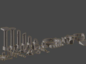 LowPoly modular ruins at the portal 3D Model