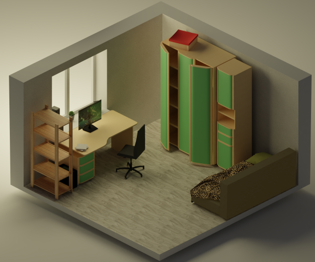 Bedroom 3D Модель .c4d .max .obj .3ds .fbx .stl .blend 