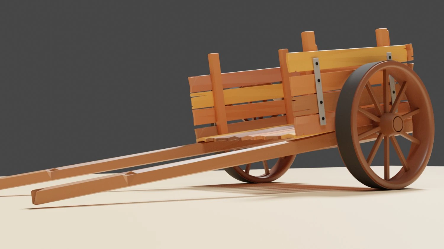 Wood cart 3D Model .c4d .max .obj .3ds .fbx .stl .blend