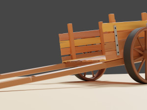 Wood cart Model 3D