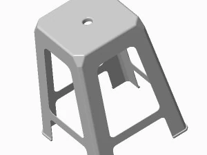 Plastic Chair Plastic High Stool 3D Model