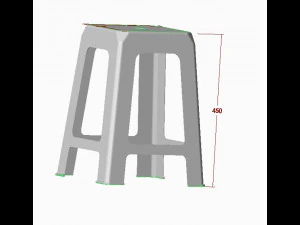 Plastic Chair Plastic High Stool 3D Model