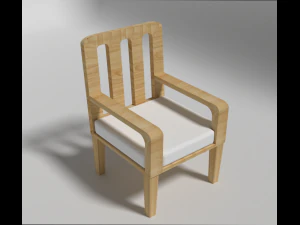 현대 흰색 나무 소파 의자 3D 모델