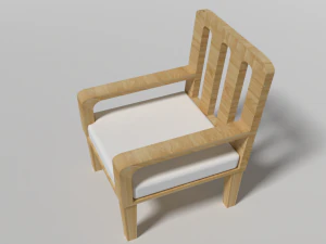 Modern White Wooden Sofa Chair 3D Model