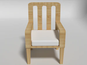 Modern White Wooden Sofa Chair 3D Model