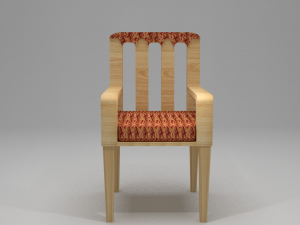 Modern Red Wooden Sofa Chair Modelo 3D