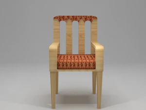 Moderne rode houten fauteuil 3D Model