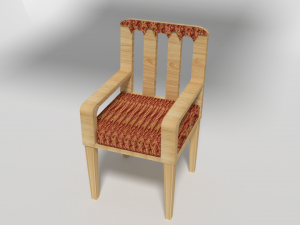 Modern Red Wooden Sofa Chair 3D Model