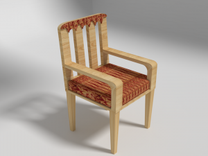 Modern Red Wooden Sofa Chair 3D Model