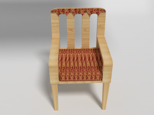 Modern Red Wooden Sofa Chair 3D Model