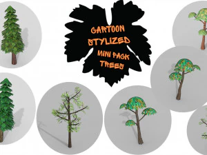 &Ccedil;izgi Film Stilize Ağa&ccedil;lar mini paketi 3D Model