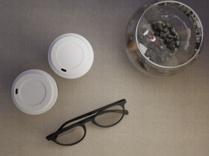 Composition of goggles coffee glasses and an aquarium with fish 3D Model