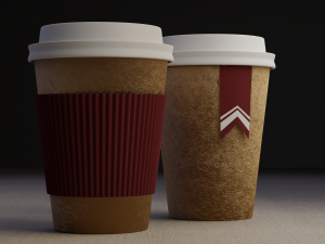 Composition of goggles coffee glasses and an aquarium with fish 3D Model