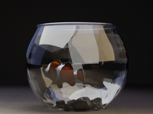 Composition of goggles coffee glasses and an aquarium with fish 3D Model