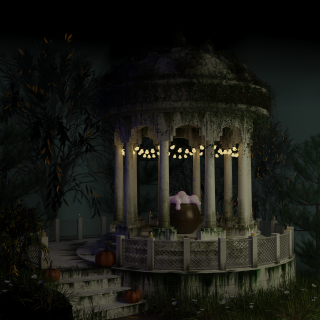 Gazebo decorated for Halloween 3D Model .c4d .max .obj .3ds .fbx .stl .blend 