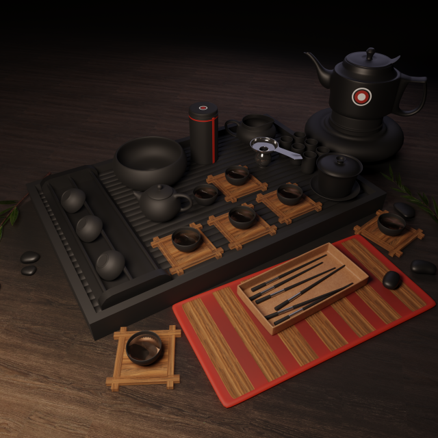 A set of chinese dishes 3D Model .c4d .max .obj .3ds .fbx .stl .blend