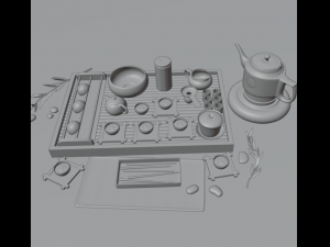 A set of chinese dishes 3D Model