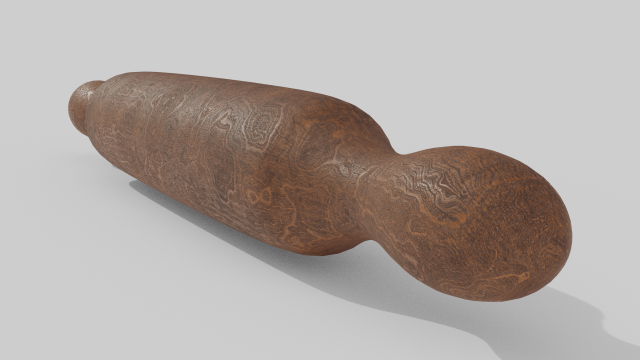 Wood rolling pin 3D Model .c4d .max .obj .3ds .fbx .stl .blend 