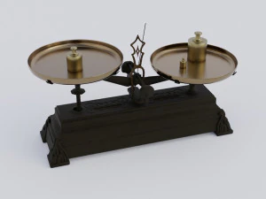 Rigged vintage balance scale with weights 3D Model