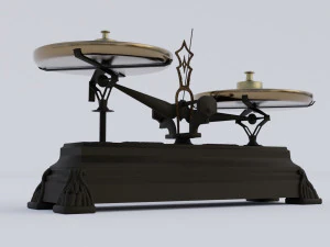 Rigged vintage balance scale with weights 3D Model