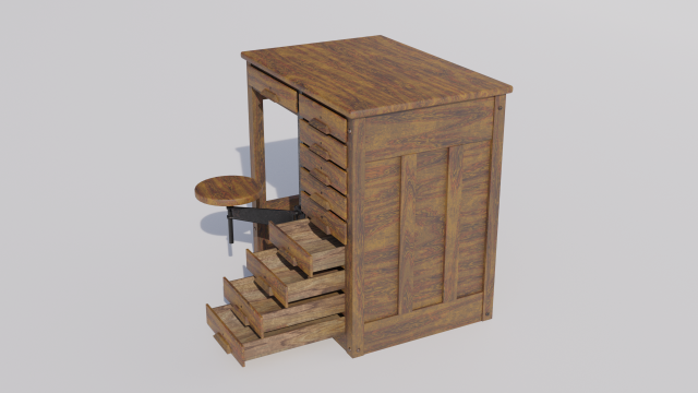 Antique School-Lab Table Model 3D .c4d .max .obj .3ds .fbx .stl .blend 