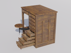 Antique School-Lab Table Model 3D