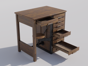 Antique School-Lab Table Model 3D