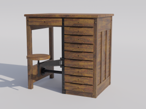 Antique School-Lab Table Model 3D