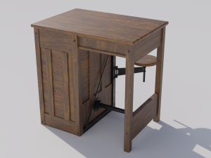 Antique School-Lab Table Model 3D