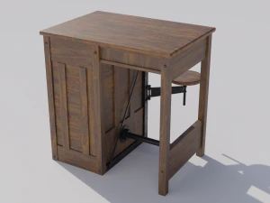 Antique School-Lab Table 3D Model