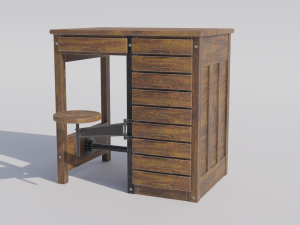 Antique School-Lab Table Model 3D