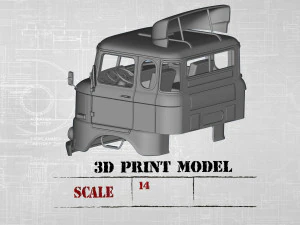 IFA W50 long Truck Cab SCALE custom RC 3D Print Model