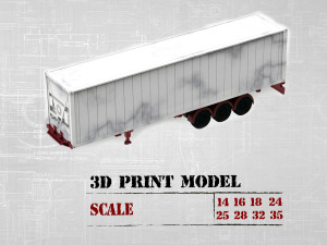 Printable Semi Trailer frame shipping container chassis 3D print container trailer scale Modelo de impresión 3D