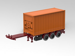 Printable Semi Trailer frame shipping container chassis 3D print container trailer scale Modelo de impresión 3D