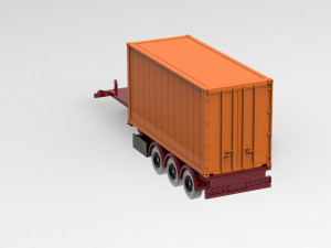 Printable Semi Trailer frame shipping container chassis 3D print container trailer scale Modelo de impresión 3D