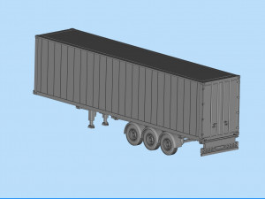 Printable Semi Trailer frame shipping container chassis 3D print container trailer scale Modelo de impresión 3D