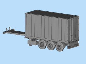 Printable Semi Trailer frame shipping container chassis 3D print container trailer scale Modelo de impresión 3D