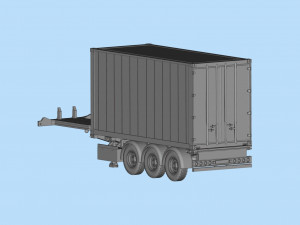 Printable Semi Trailer frame shipping container chassis 3D print container trailer scale Modelo de impresión 3D