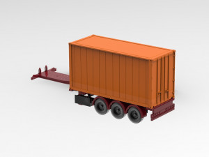 Printable Semi Trailer frame shipping container chassis 3D print container trailer scale Modelo de impresión 3D